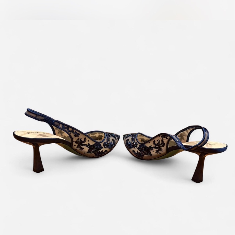 Betsey Johnson Navy Blue Embellished Heels - Picture 5 of 6